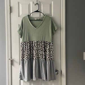 Leopard/Color Block Dress
